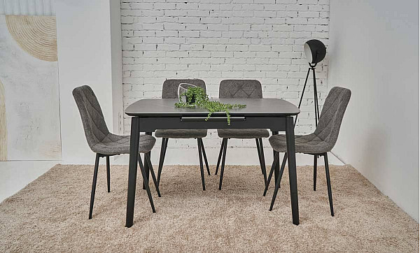 Раскладной обеденный cтол Vetro Mebel TM-76 Петра грей/черный-1