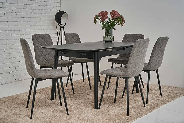 Раскладной обеденный cтол Vetro Mebel TM-76 Петра грей/черный-2