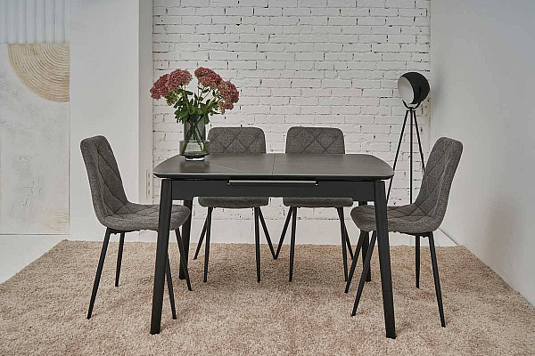 Раскладной обеденный cтол Vetro Mebel TM-76 Петра грей/черный-3