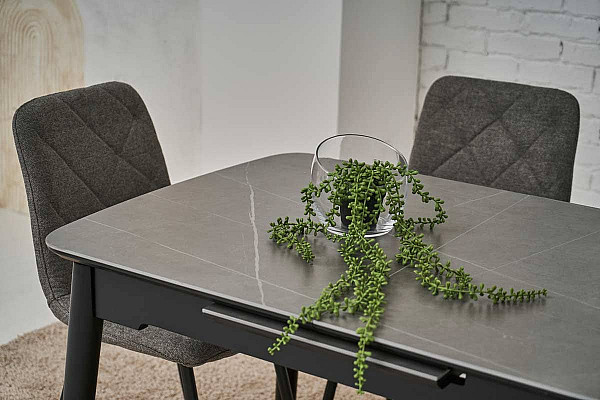 Раскладной обеденный cтол Vetro Mebel TM-76 Петра грей/черный-5