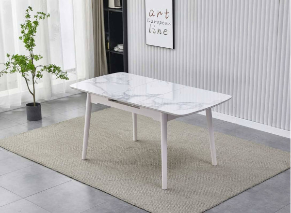 Розкладний обідній стіл Vetro Mebel TM-76 Вайт клауд-рожевий блаш-0