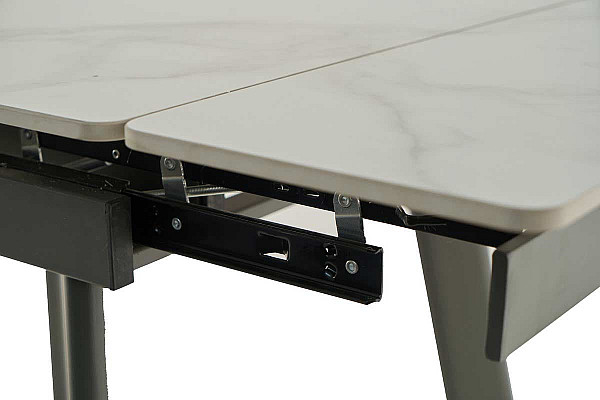 Керамічний стіл розкладний обідній Vetro Mebel TM-80 Каса вайт-сірий 90-140 см-10