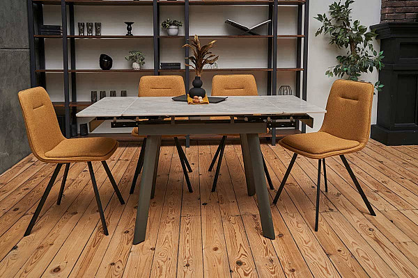 Керамічний стіл розкладний обідній Vetro Mebel TM-80 Віра грей-сірий 90-140 см-0