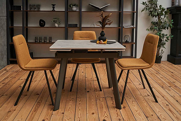 Керамічний стіл розкладний обідній Vetro Mebel TM-80 Віра грей-сірий 90-140 см-1