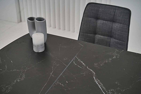 Керамічний стіл розкладний обідній Vetro Mebel TM-87-1 Чорний онікс-чорний-2