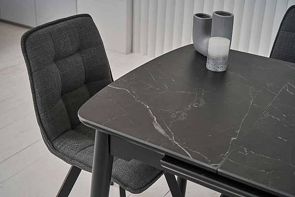 Керамічний стіл розкладний обідній Vetro Mebel TM-87-1 Чорний онікс-чорний-3