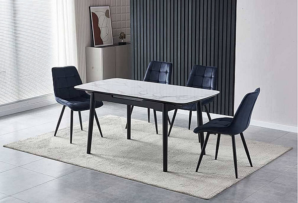 Керамічний стіл розкладний обідній Vetro Mebel TM-87 Білий мармур-0