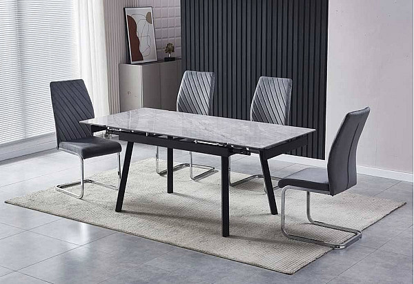 Керамічний стіл розкладний обідній Vetro Mebel TM-88-1 Ребекка грей-чорний-0