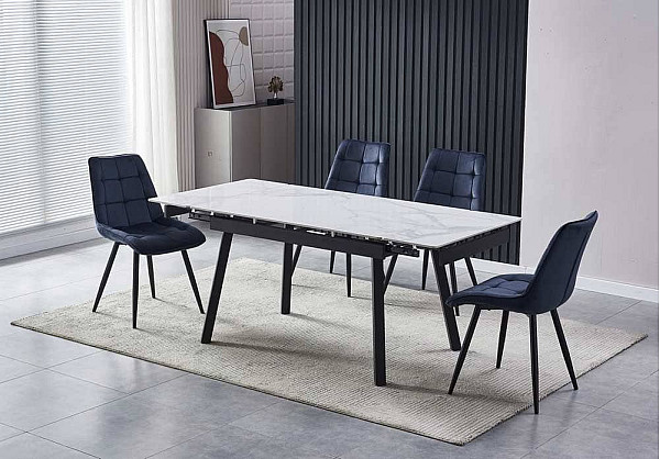 Керамічний стіл розкладний обідній Vetro Mebel TM-88-1 Вайт клауд-чорний-0