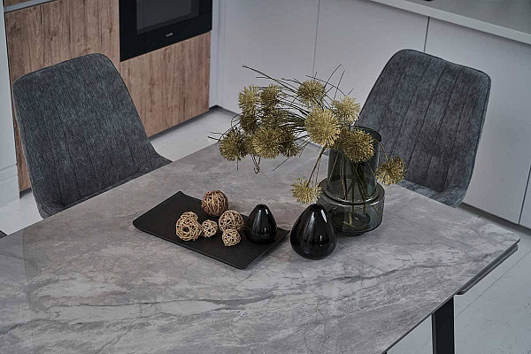 Керамічний стіл розкладний обідній Vetro Mebel TM-88 Ребекка грей-чорний-3