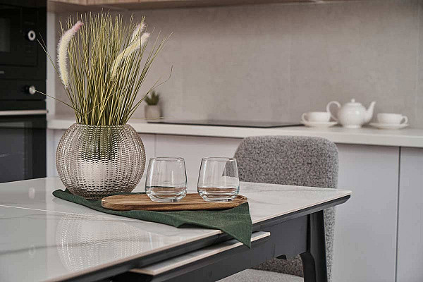 Керамический стол раскладной обеденный Vetro Mebel TM-89 Каса вайт-черный-5