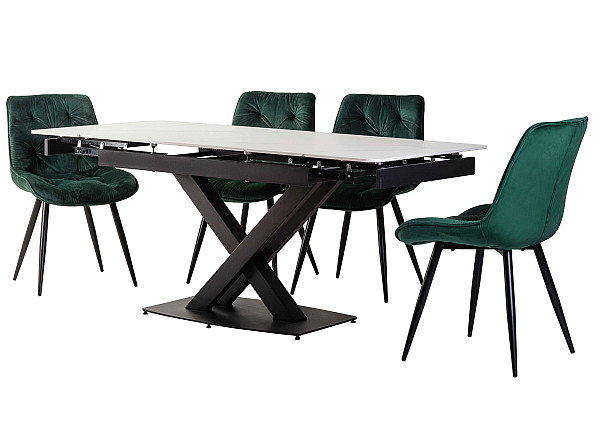 Керамічний стіл розкладний обідній Vetro Mebel TML-817-1 Білий мармур-0