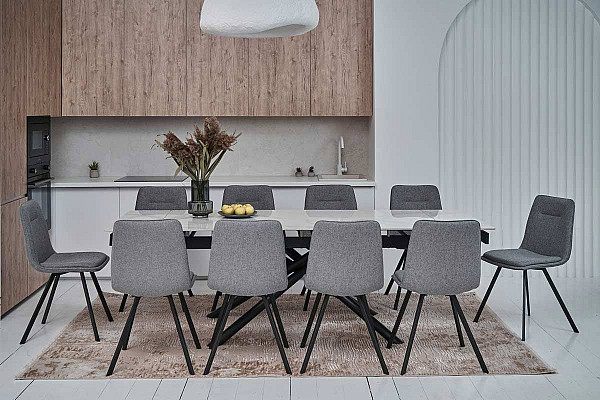 Керамічний стіл розкладний обідній Vetro Mebel TML-819 Вайт клауд-чорний-3