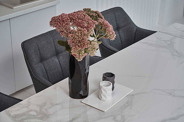 Керамічний стіл розкладний обідній Vetro Mebel TML-819 Вайт клауд-чорний-9