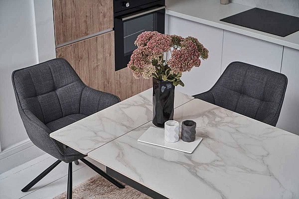 Керамічний стіл розкладний обідній Vetro Mebel TML-819 Вайт клауд-чорний-10