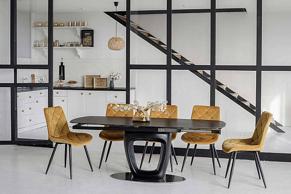 Керамічний стіл розкладний обідній Vetro Mebel TML-825 Неро маркіна-чорний-0