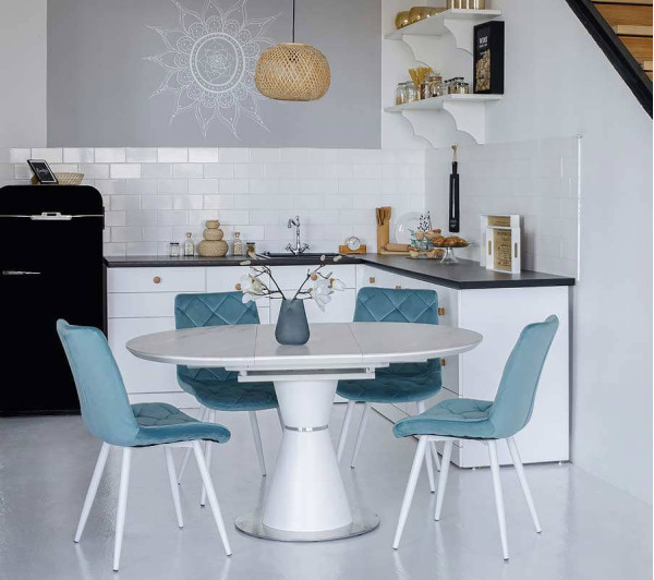 Керамічний стіл розкладний обідній Vetro Mebel TML-851 Білий мармур-0