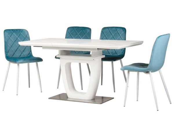 Розкладний обідній стіл Vetro Mebel TML-860-1 Білий мармур-0