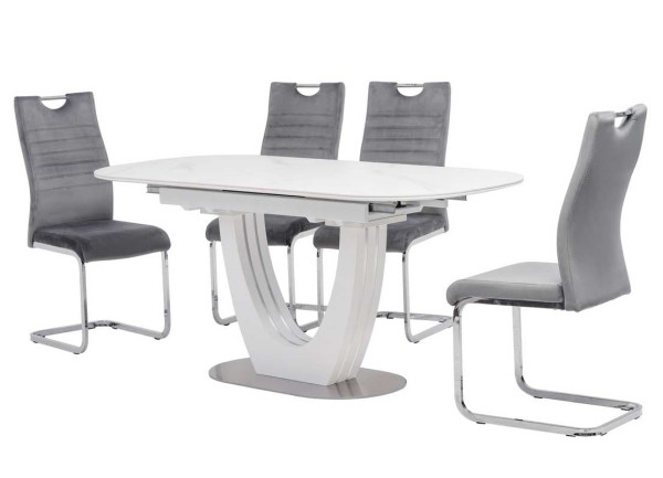 Керамический стол раскладной обеденный Vetro Mebel TML-866 Белый мрамор-0