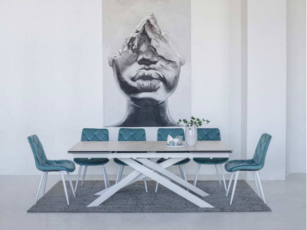 Керамічний стіл розкладний обідній Vetro Mebel TML-890 Бланко перлино-білий-0