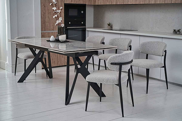 Керамический стол раскладной обеденный Vetro Mebel Тео TML-895 Бьянко карарра-черный-10