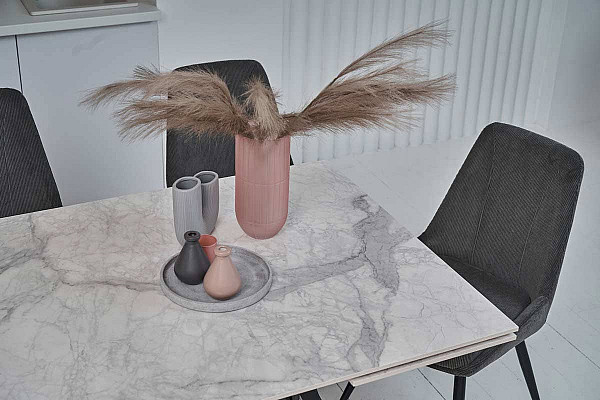 Керамический стол раскладной обеденный Vetro Mebel Тео TML-895 Бьянко карарра-черный-14