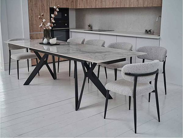 Керамический стол раскладной обеденный Vetro Mebel Тео TML-895 Бьянко карарра-черный-12