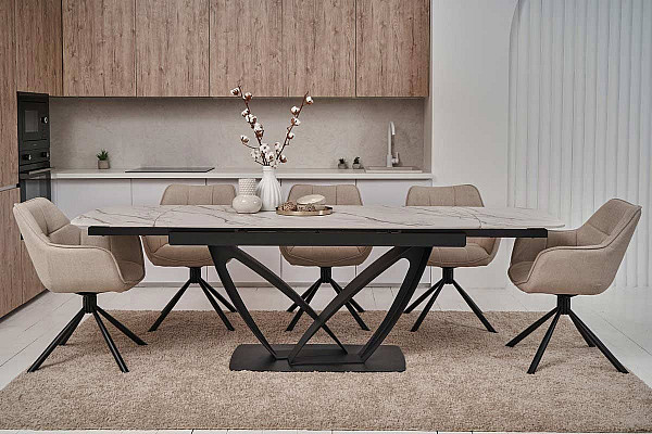 Керамічний стіл розкладний обідній Vetro Mebel Массімо TML-950 Каса голд-чорний-0