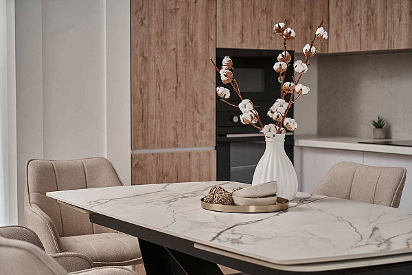 Керамічний стіл розкладний обідній Vetro Mebel Массімо TML-950 Каса голд-чорний-7