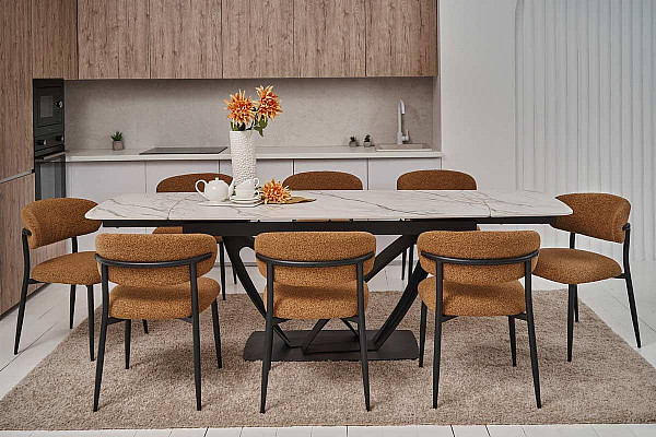 Керамічний стіл розкладний обідній Vetro Mebel Массімо TML-950 Каса голд-чорний-3