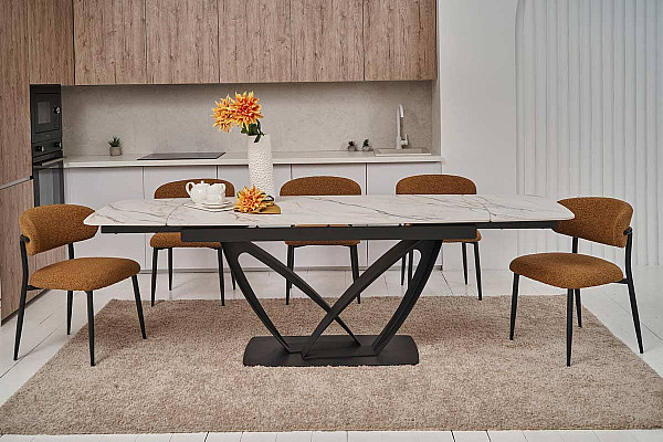 Керамічний стіл розкладний обідній Vetro Mebel Массімо TML-950 Каса голд-чорний-4