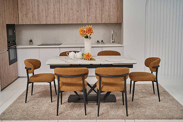 Керамічний стіл розкладний обідній Vetro Mebel Массімо TML-950 Каса голд-чорний-5