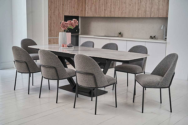 Керамический стол раскладной обеденный Vetro Mebel Массимо TML-950 Ребекка грей-черный-4