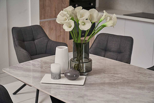 Керамический стол раскладной обеденный Vetro Mebel Массимо TML-950 Ребекка грей-черный-8