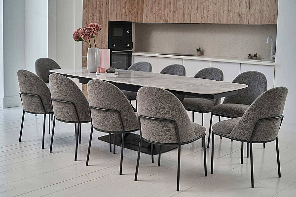 Керамический стол раскладной обеденный Vetro Mebel Массимо TML-950 Ребекка грей-черный-5