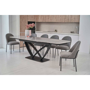 Керамический стол раскладной обеденный Vetro Mebel Массимо TML-950 Ребекка грей-черный