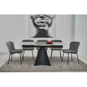 Керамический стол раскладной обеденный Vetro Mebel Уго TML-879 Ребекка грей-черный
