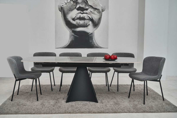 Керамічний стіл розкладний обідній Vetro Mebel Уго TML-879 Ребекка грей-чорний-1