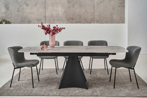 Керамічний стіл розкладний обідній Vetro Mebel Уго TML-879 Ребекка грей-чорний-5