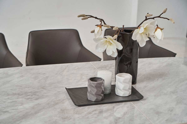 Керамічний стіл розкладний обідній Vetro Mebel Уго TML-879 Ребекка грей-чорний-9