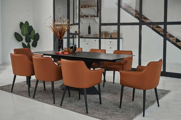 Керамический стол раскладной обеденный Vetro Mebel Урбано TML-896 Империал графит-черный-2