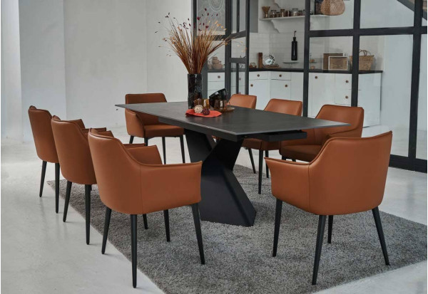 Керамический стол раскладной обеденный Vetro Mebel Урбано TML-896 Империал графит-черный-3