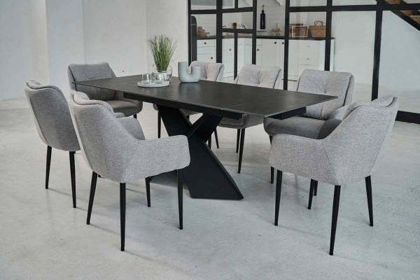 Керамический стол раскладной обеденный Vetro Mebel Урбано TML-896 Империал графит-черный-4