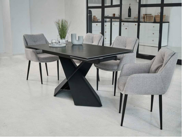 Керамический стол раскладной обеденный Vetro Mebel Урбано TML-896 Империал графит-черный-5
