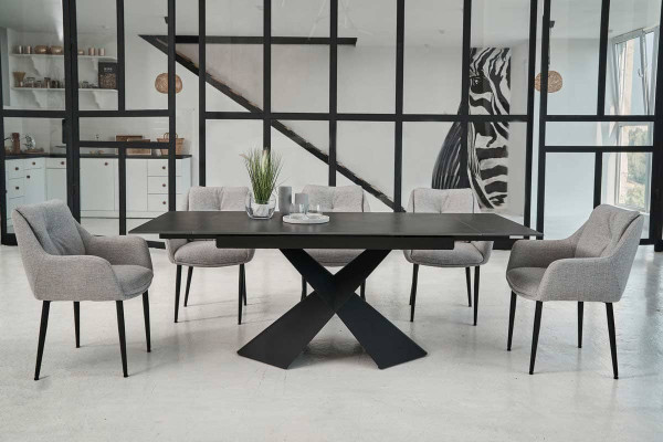 Керамический стол раскладной обеденный Vetro Mebel Урбано TML-896 Империал графит-черный-6