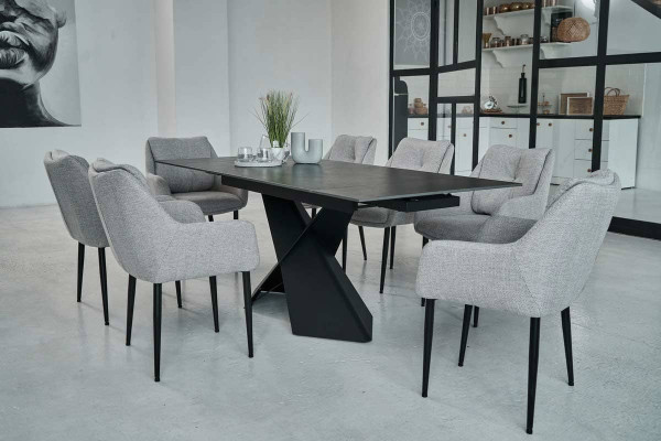Керамический стол раскладной обеденный Vetro Mebel Урбано TML-896 Империал графит-черный-7