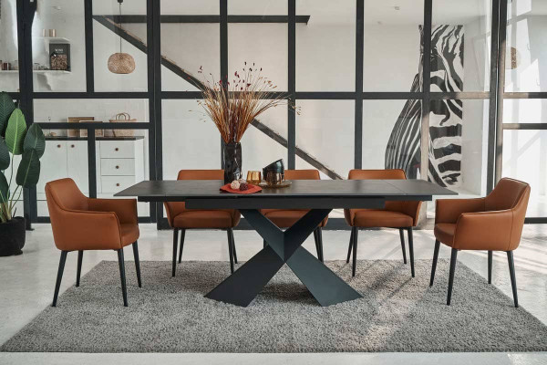 Керамический стол раскладной обеденный Vetro Mebel Урбано TML-896 Империал графит-черный-8