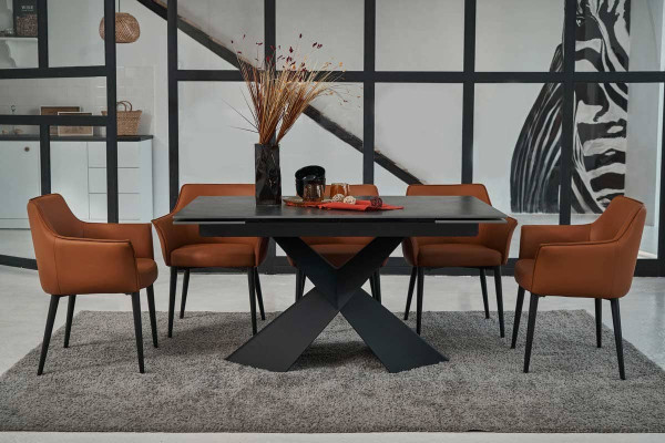 Керамический стол раскладной обеденный Vetro Mebel Урбано TML-896 Империал графит-черный-9