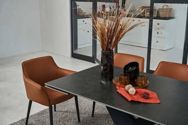 Керамический стол раскладной обеденный Vetro Mebel Урбано TML-896 Империал графит-черный-11