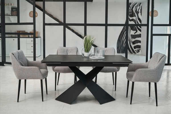 Керамический стол раскладной обеденный Vetro Mebel Урбано TML-896 Империал графит-черный-10